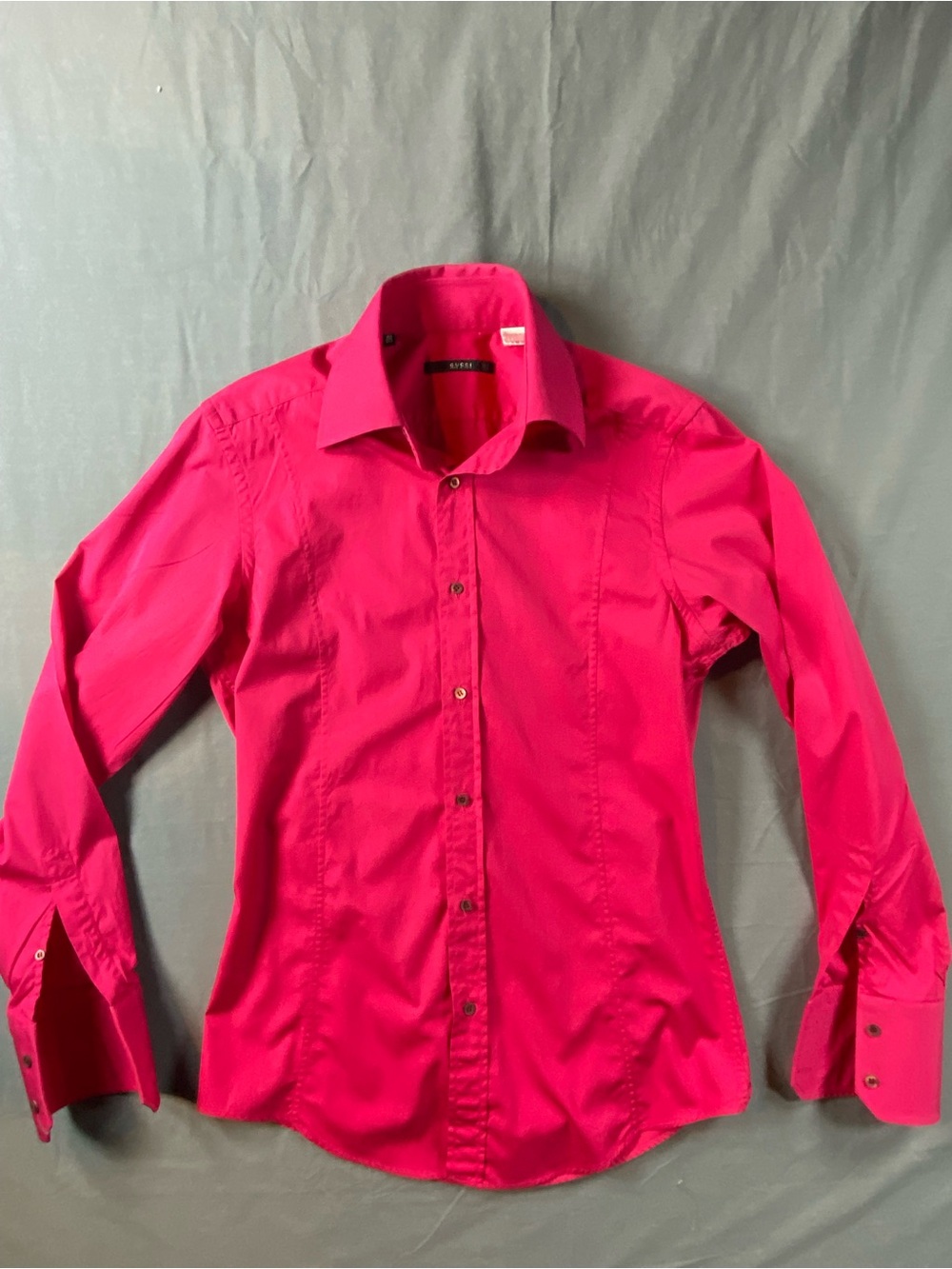 Vintage Gucci Men's Hot Pink Button-Front Dress Shirt